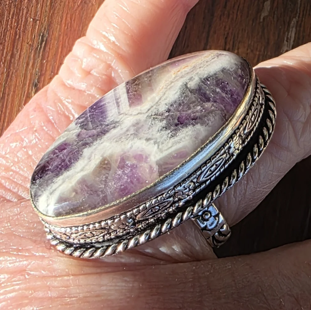 Natural Chevron Amethyst Gemstone Ring in 925 Sterling Silver (7)